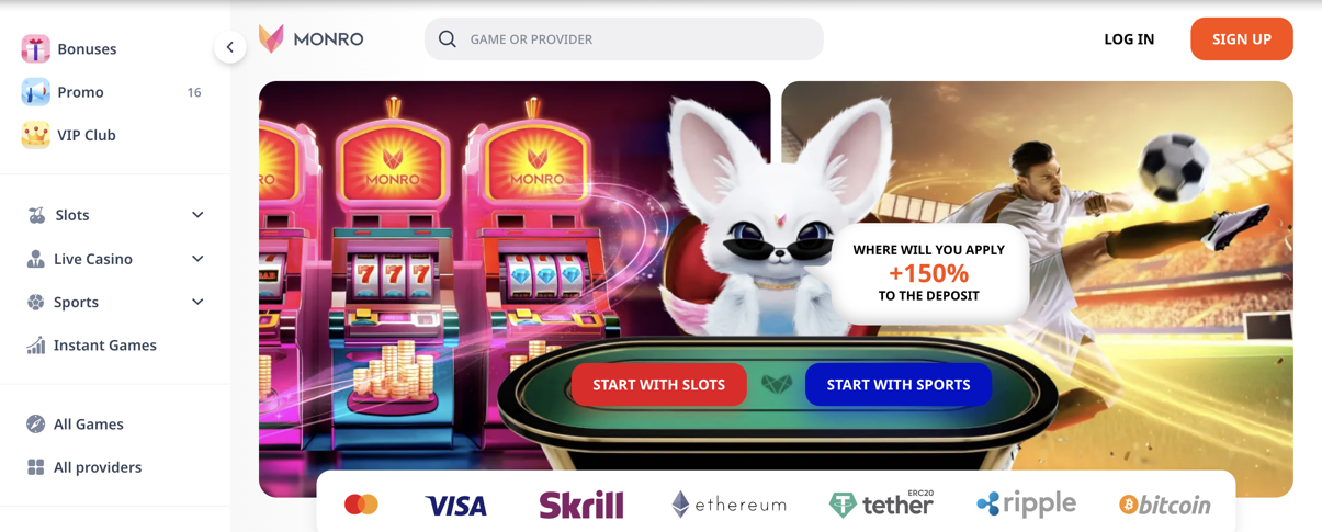Monro Casino Main Page