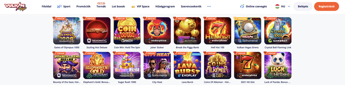 Vulkan Vegas Slots Games