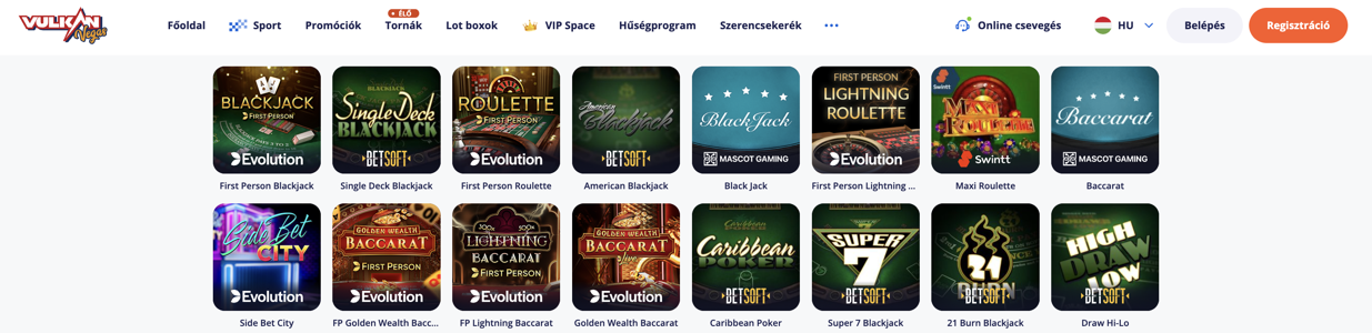 Vulkan Vegas Table Games