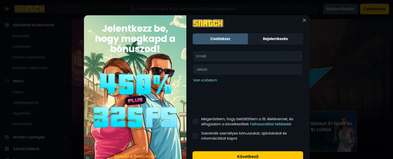 Snatch Casino Registration